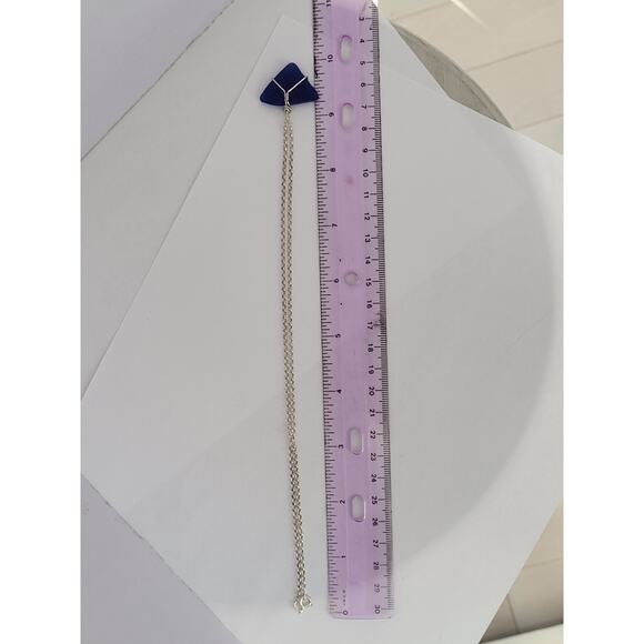 Seaglass Necklace Cobalt Blue Sea Glass Handmade Beach Sea Glass Sterling Silver - Picture 10 of 12